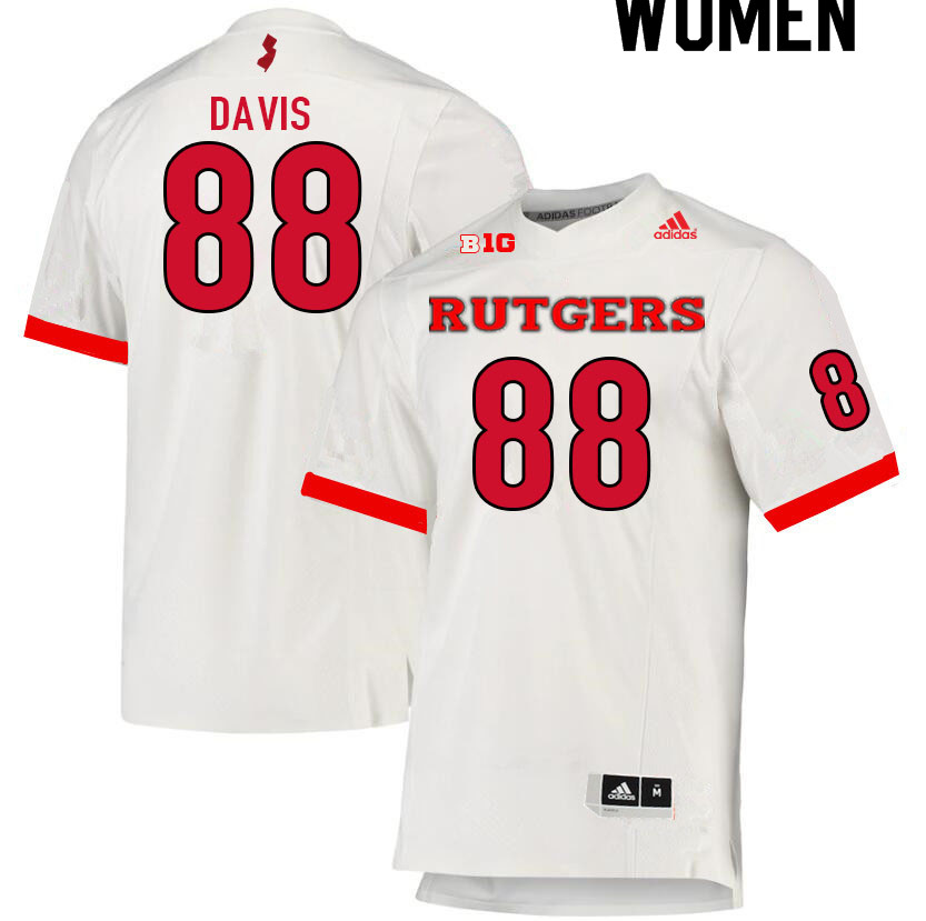 Women #88 Carnell Davis Rutgers Scarlet Knights College Football Jerseys Sale-White - Click Image to Close